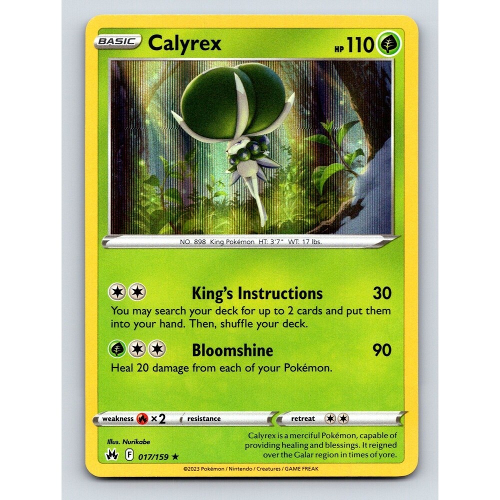 Basic Calyrex HP 110 Kings Instructions Attack Rarity Green Card
